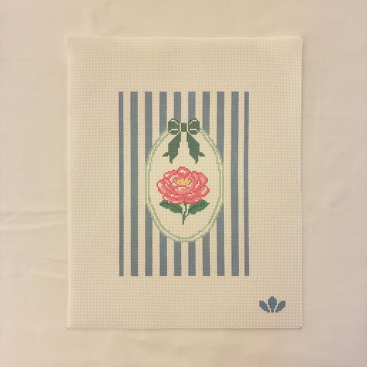 Pink Peony on Stripes