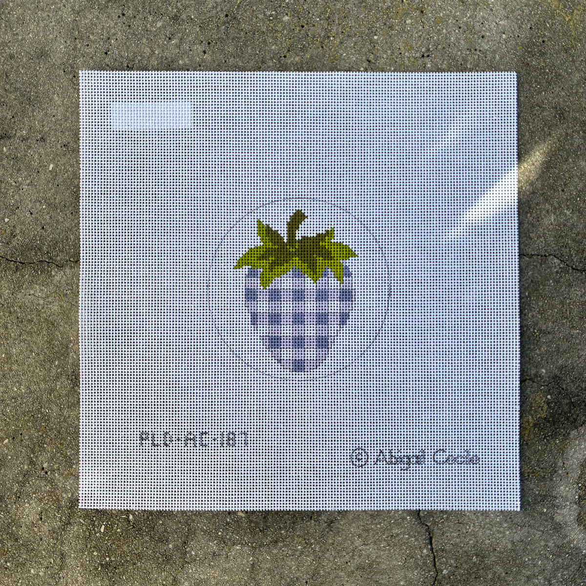 Purple Gingham Strawberry Round Ornament