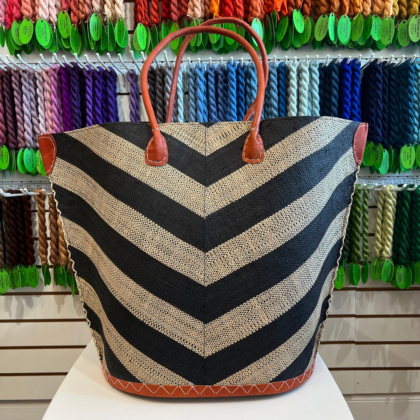 Chevron Straw Basket Bag