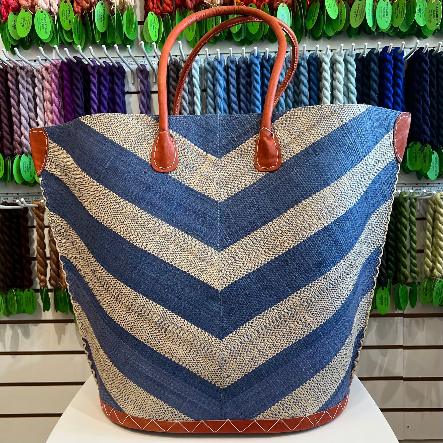 Chevron Straw Basket Bag