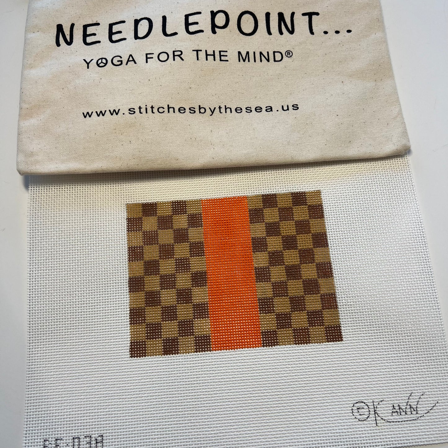 Checked Pouch with Stripe