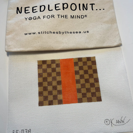 Checked Pouch with Stripe