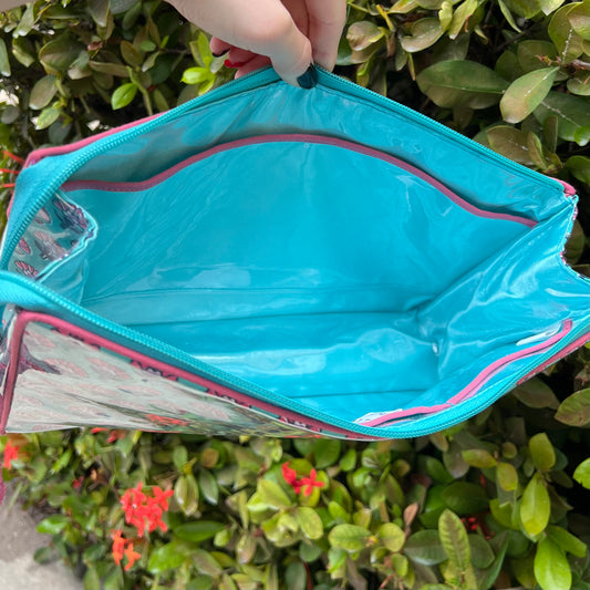 Turquoise Zinnia Stitches Project Pouch