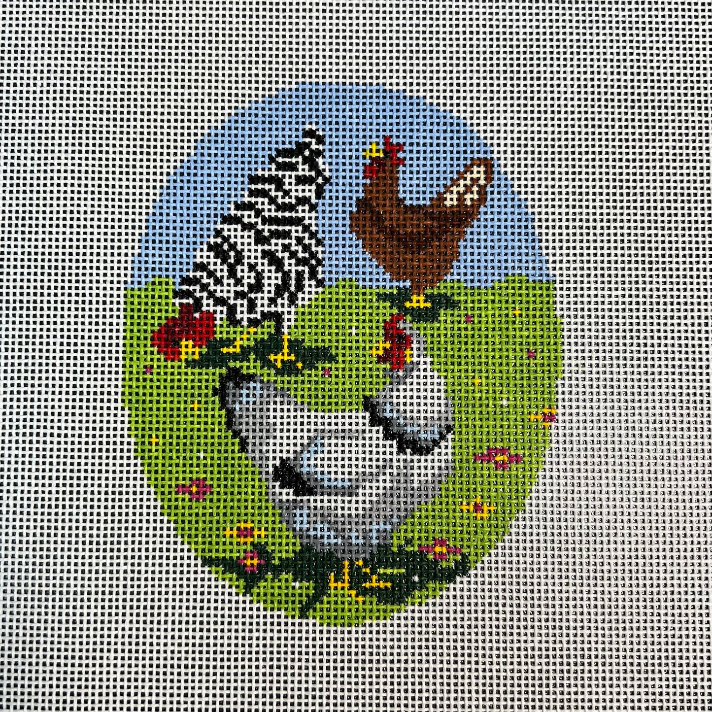 Three Hens Oval Ornament