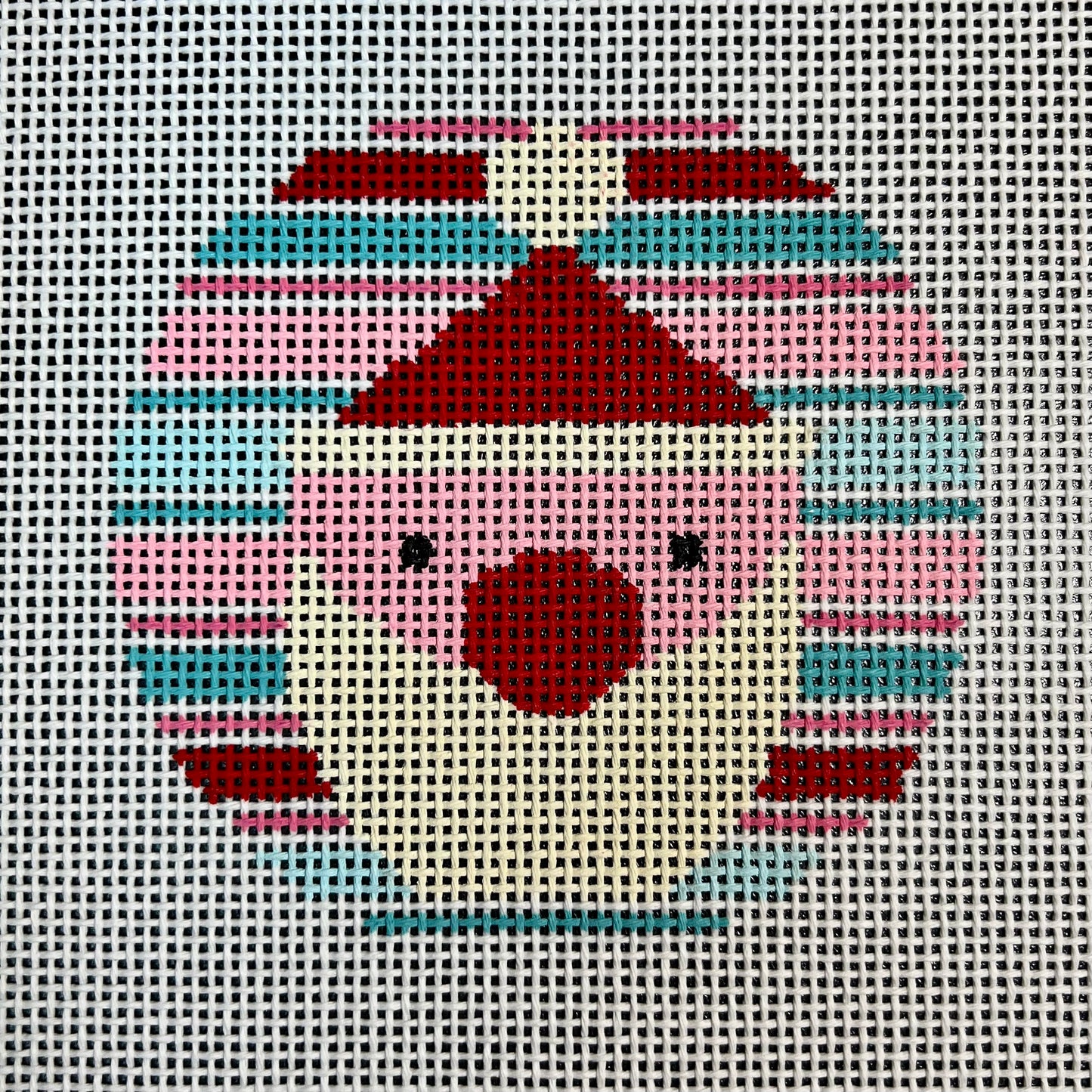 Striped Santa 4" Round Ornament