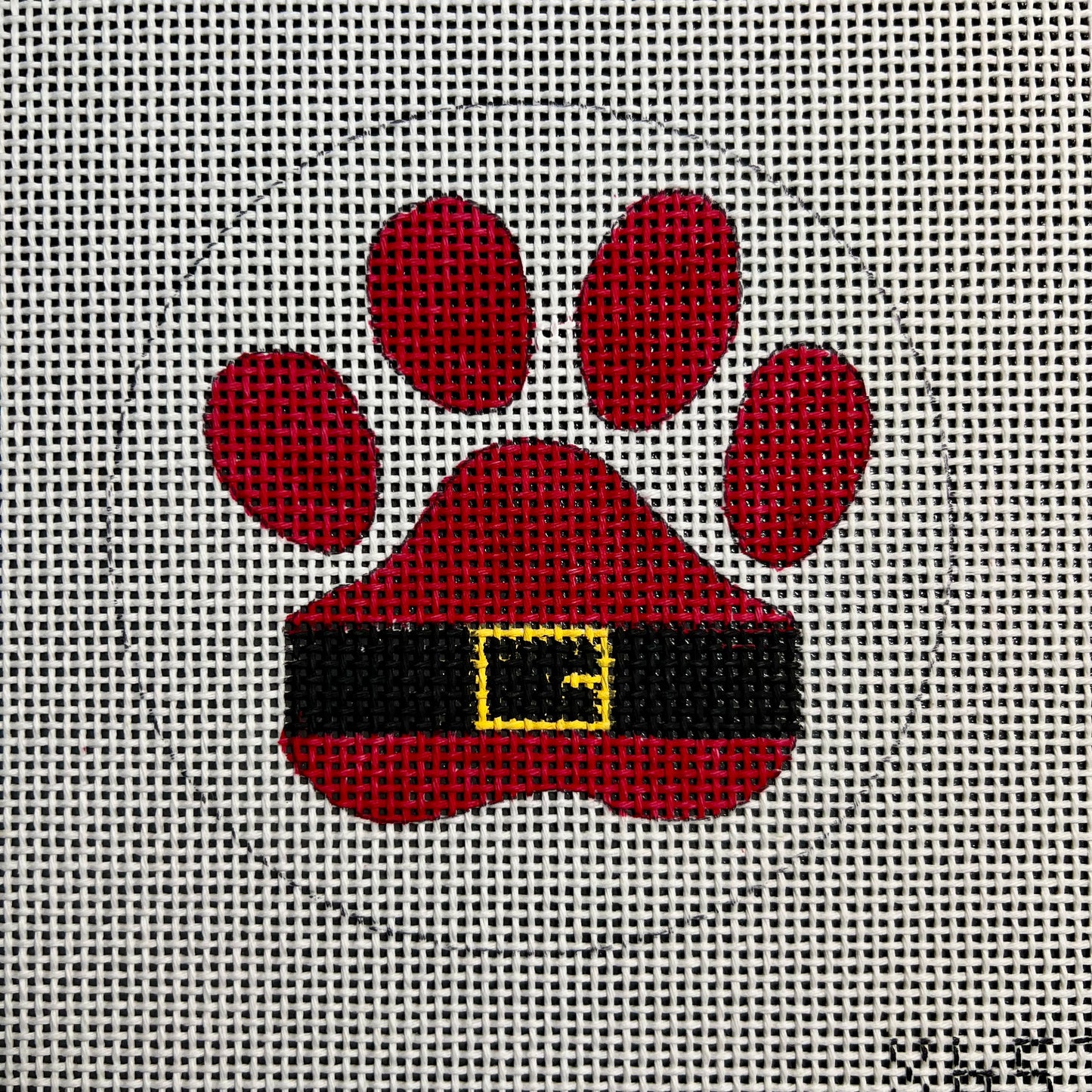Red Santa Paw Print 4" Round Ornament