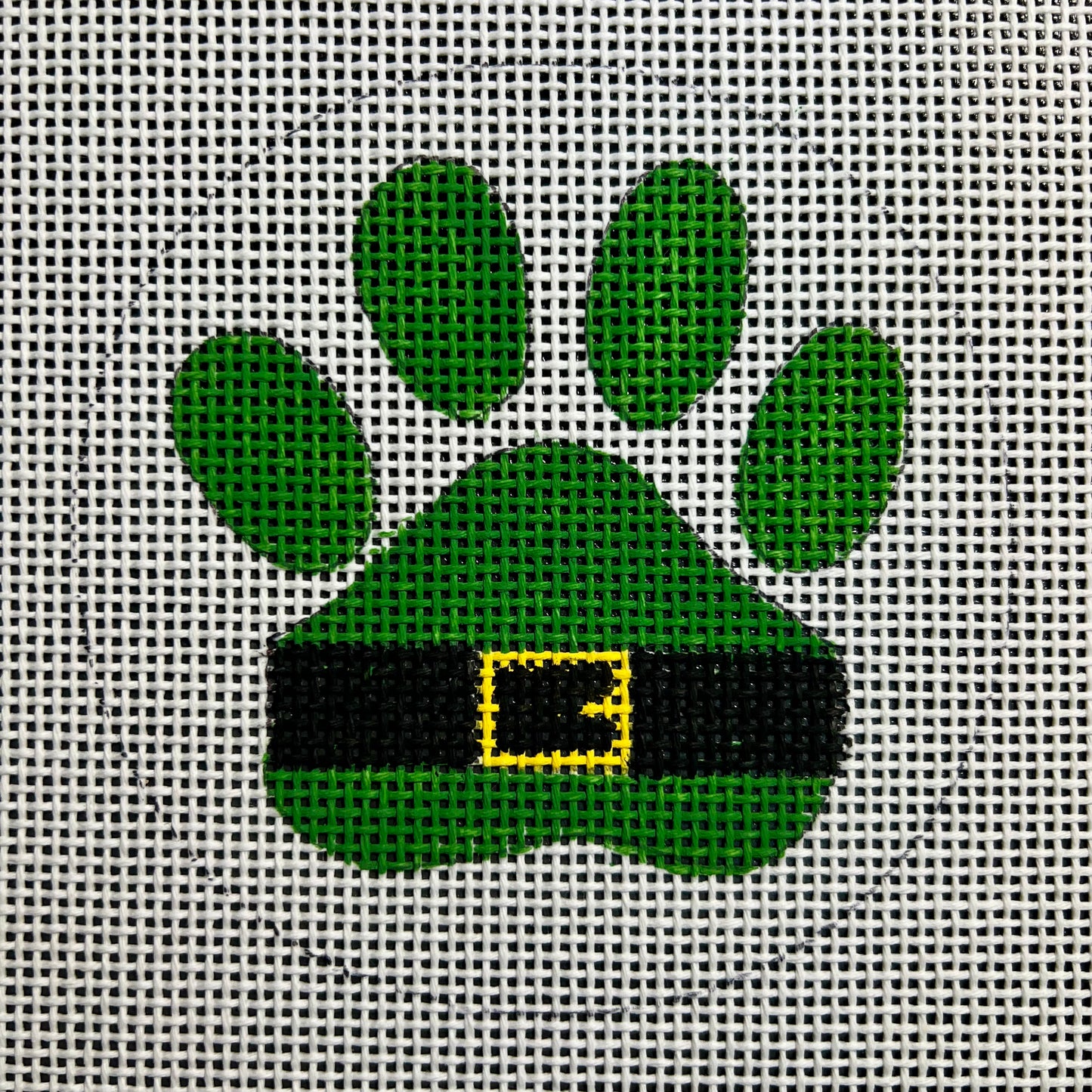 Green Elf Paw Print 4" Round Ornament