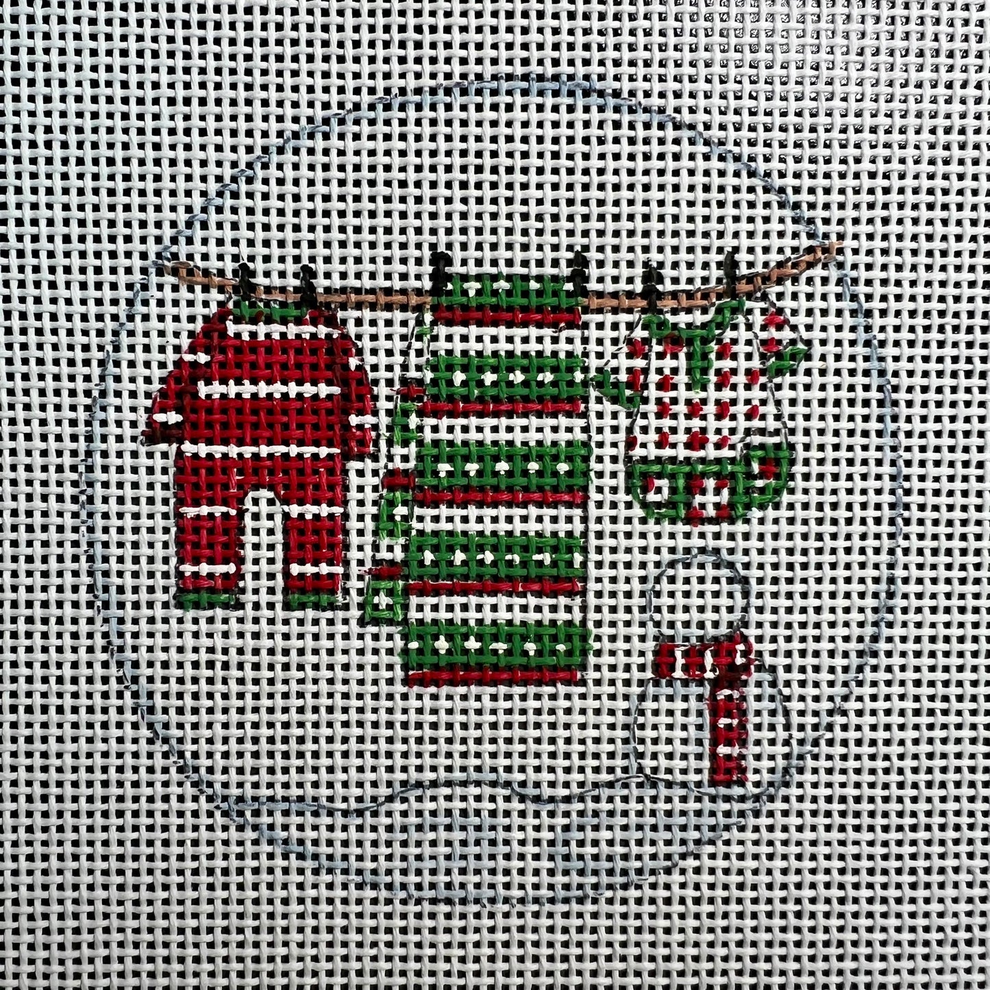 Christmas Pajamas Clothesline 4" Round Ornament