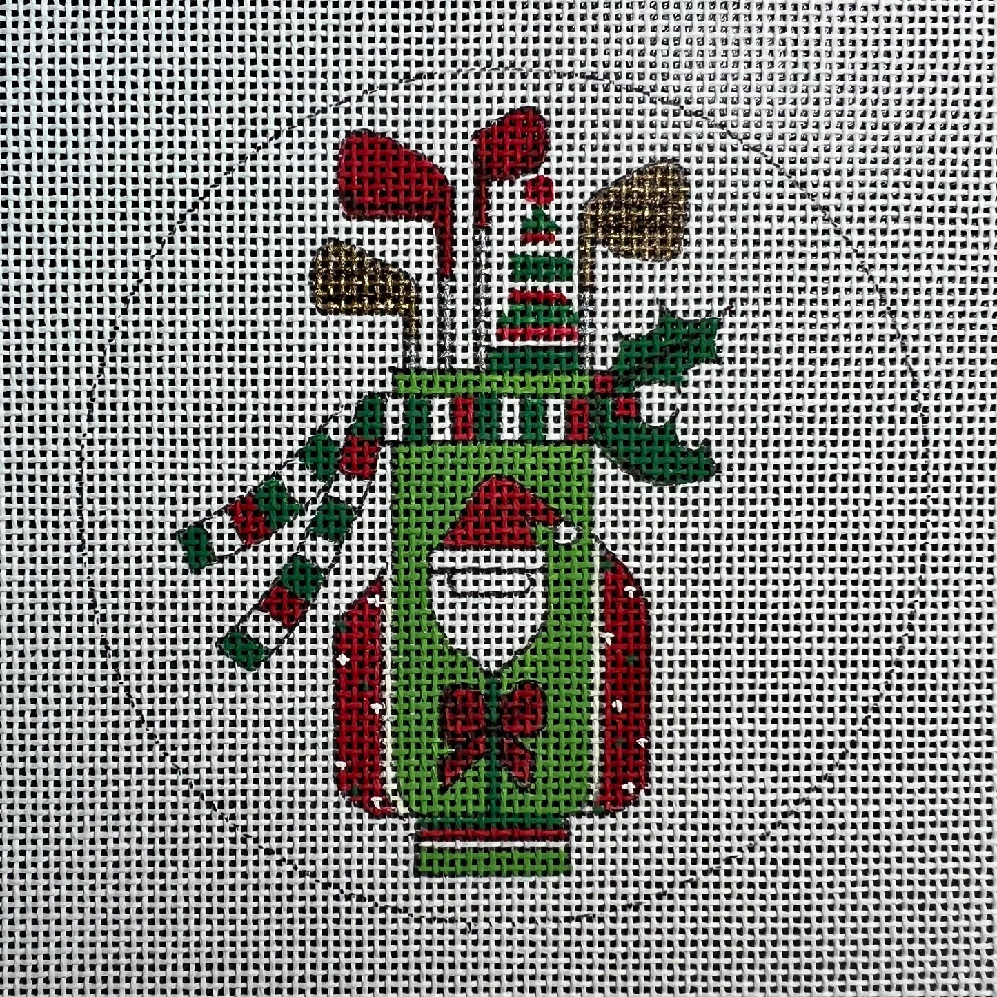 Christmas Golf Clubs 4" Round Ornament