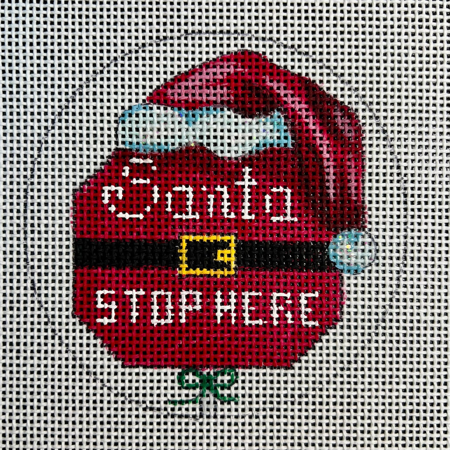 Santa Stop Here 4" Round Ornament