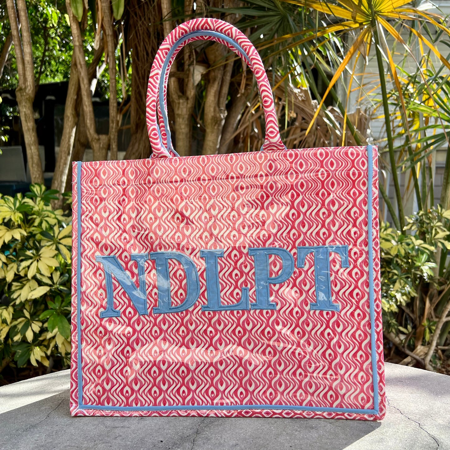 Pink Wavy "NDLPT" Tote Bag