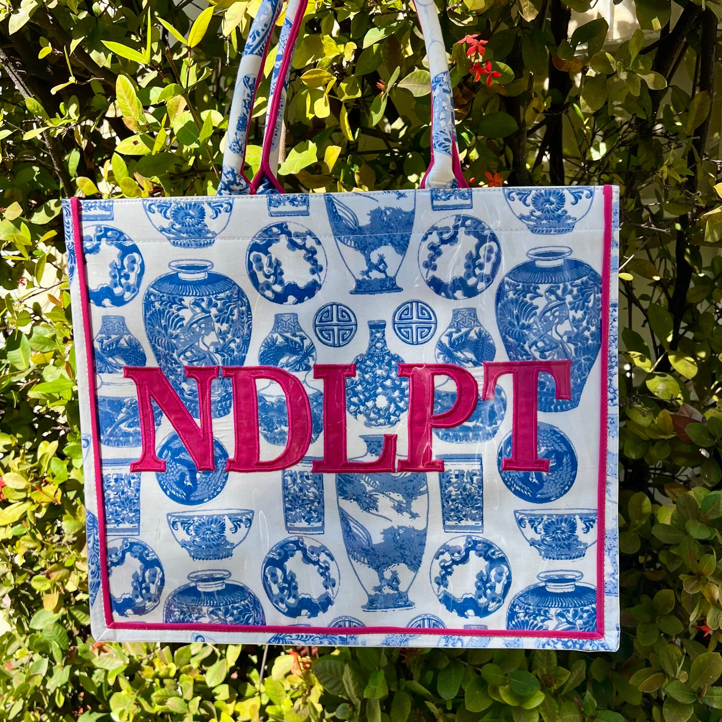 Blue Chinoiserie "NDLPT" Tote Bag