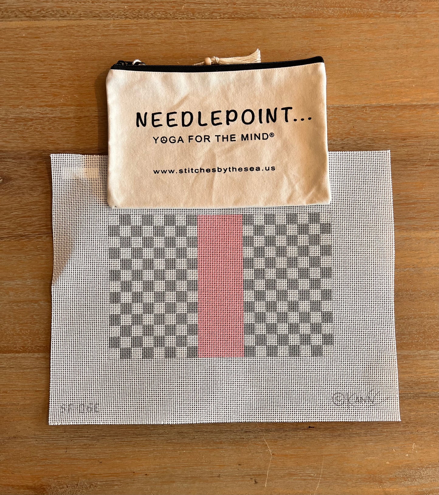 Checked with Solid Stripe Handbag