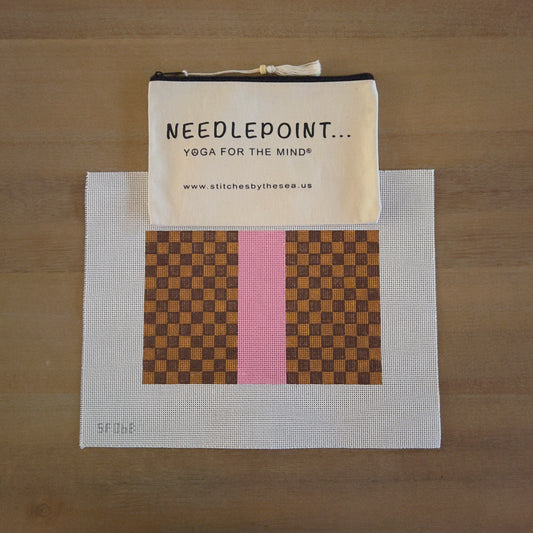 Checked with Solid Stripe Handbag