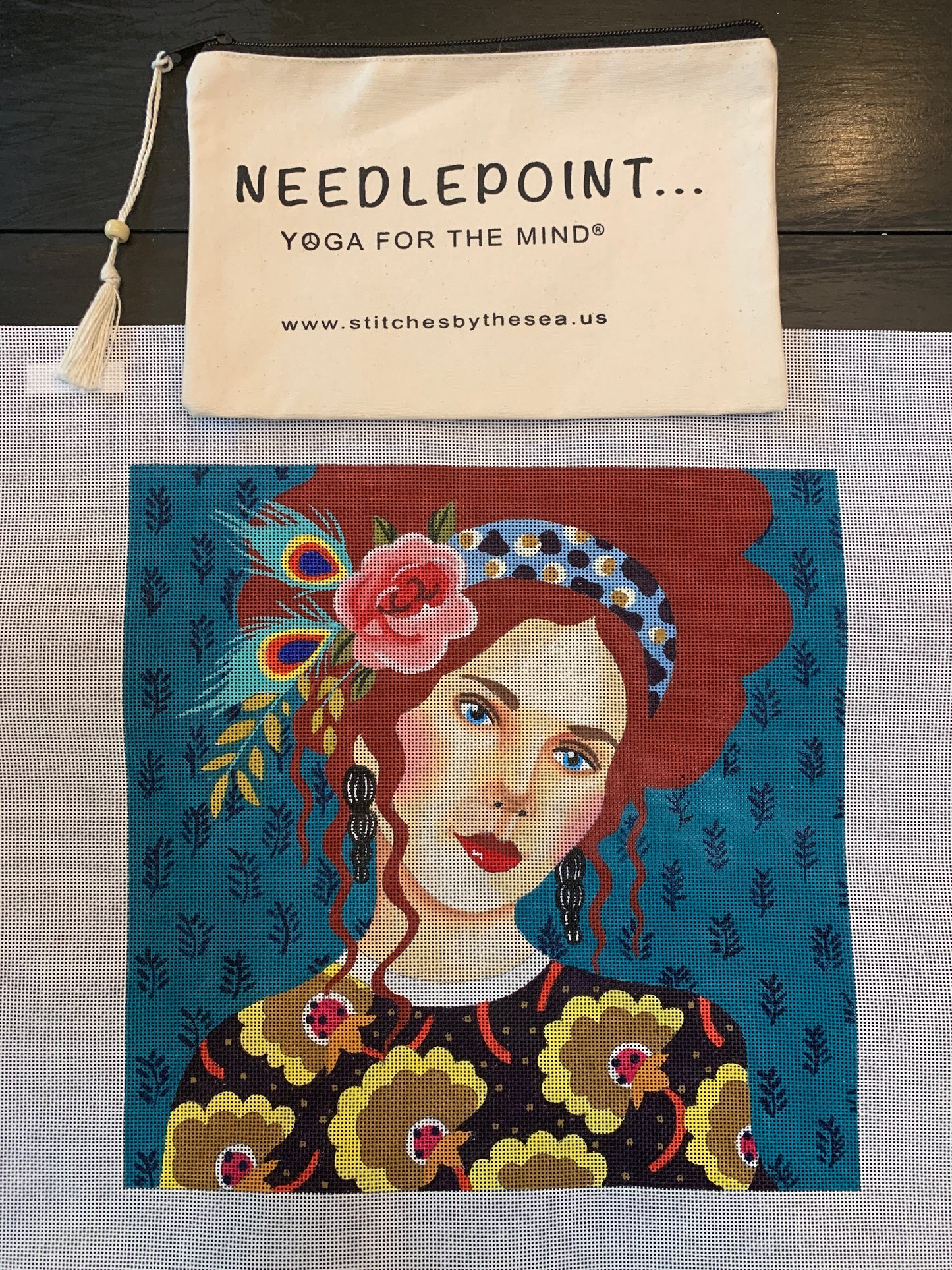 Lady with Turquoise Background
