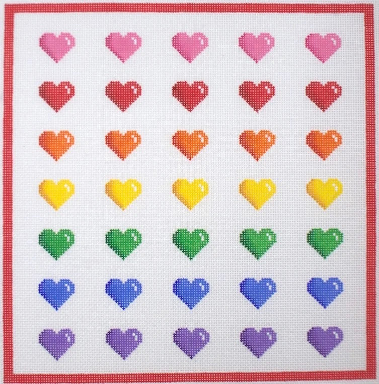 Rainbow Rows of Hearts