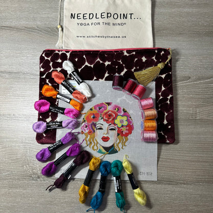 Floral Hair Woman Plum Anna Bag