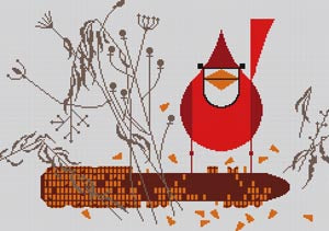 Cardinal on the Corn by Charley Harper