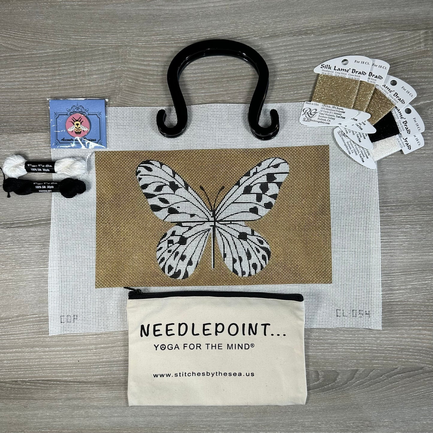 Black and White Butterfly on Gold