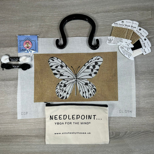Black and White Butterfly on Gold