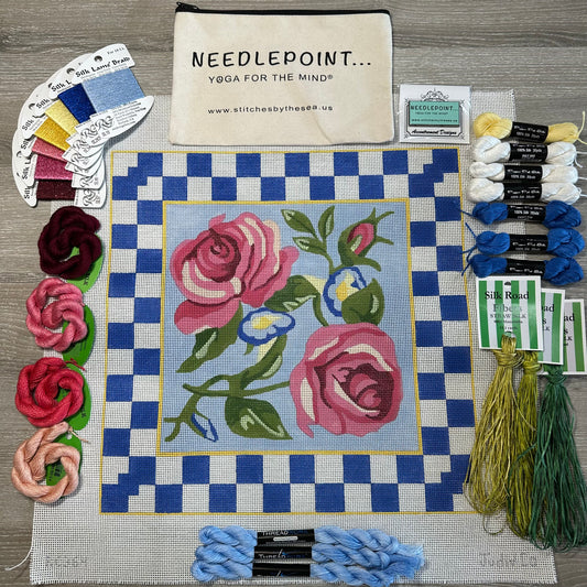 Rose with Checked Border