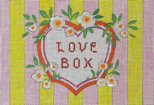 "Love Box" Heart on Lime and Purple Stripes