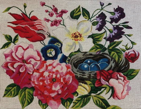 Bird Nest and Wildflowers