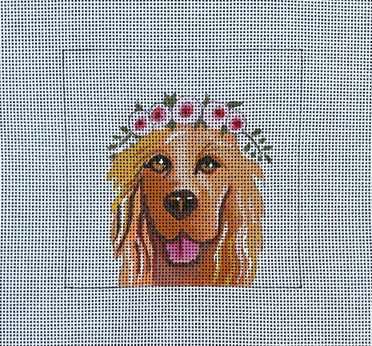 Golden Retriever with Flower Crown