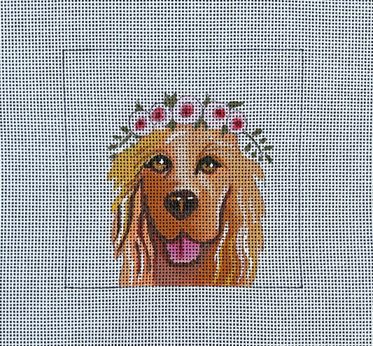 Golden Retriever with Flower Crown