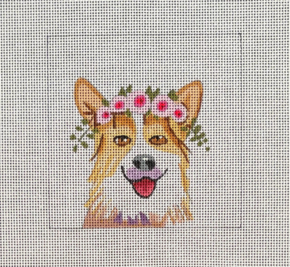 Corgi with Floral Crown