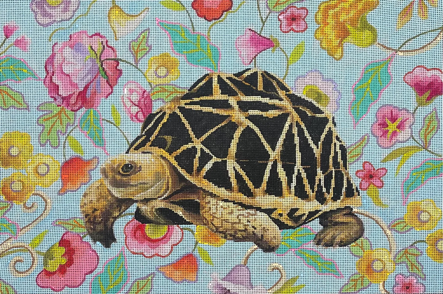 Turtle with Floral Background