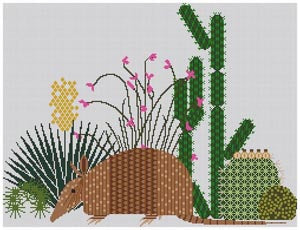 Armadillo and Cactus by Charley Harper