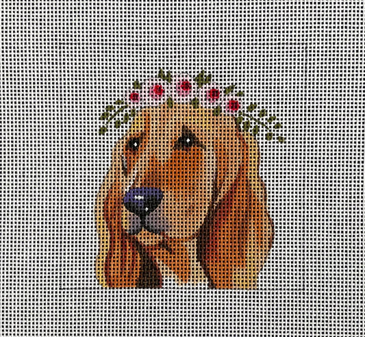 Bloodhound with Flower Crown