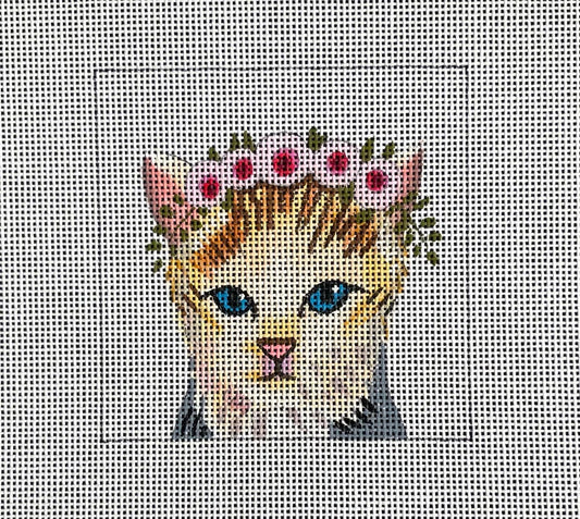 Kitten with Floral Crown