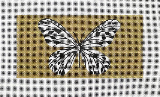 Black and White Butterfly on Gold Rectangular Insert