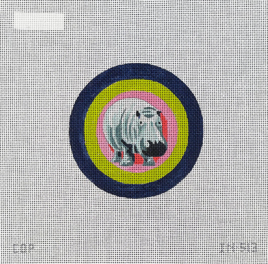 Hippo 4" Round Ornament