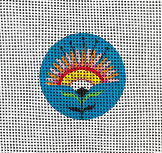 Folk Art Flower 3" Round