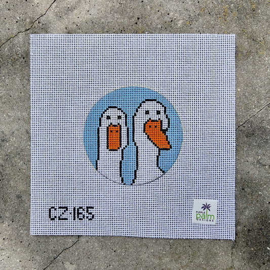 White Geese 4" Round