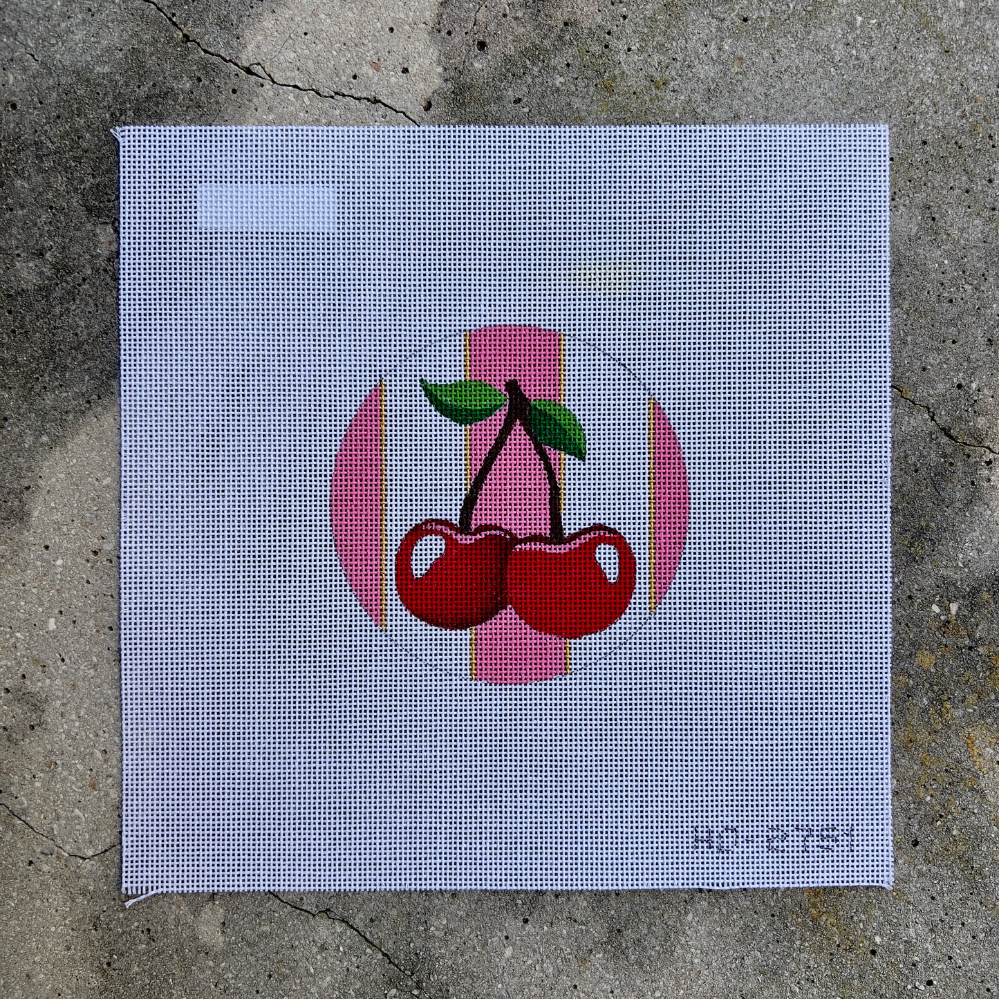 Cherries on Pink Stripes 4" Round