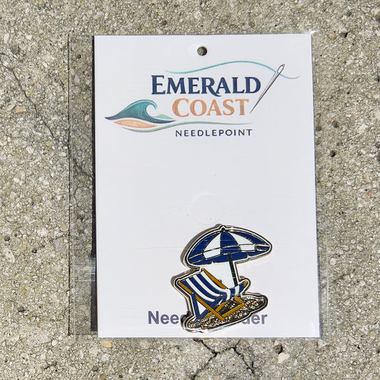 Navy and White Beach Chair and Umbrella Magnet Needleminder