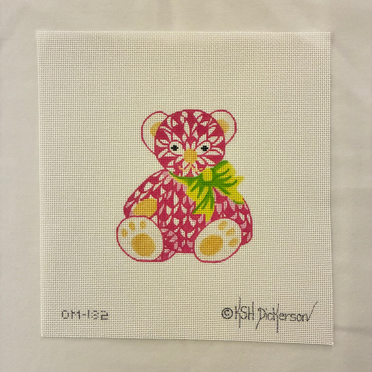 Small Pink Herend Inspired Fishnet Teddy Bear
