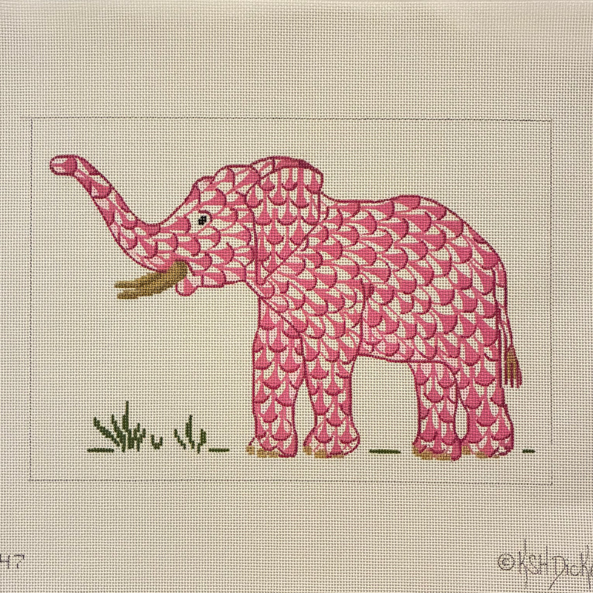 Herend Inspired Fishnet Elephant