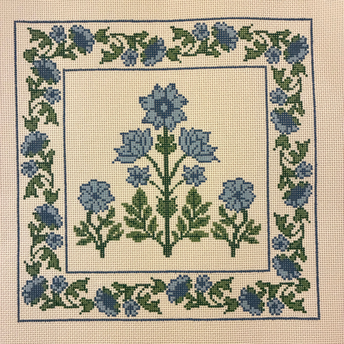 Blue Block Floral Print