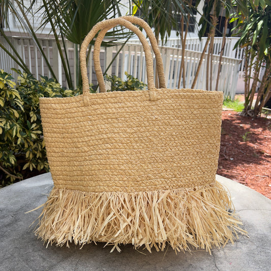 Large Braided Straw Tote Bag