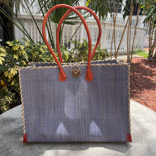Medium Solid Straw Tote Bag