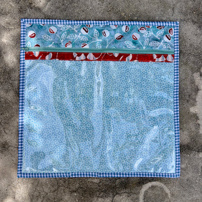 Blue and Red Quilted Zippered Project Bag