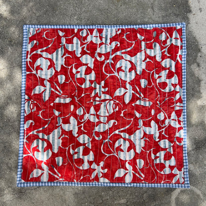 Blue and Red Quilted Zippered Project Bag