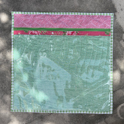 Green and Pink Quilted Zippered Project Bag
