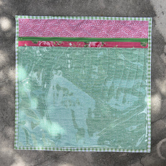Green and Pink Quilted Zippered Project Bag