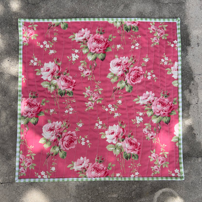 Green and Pink Quilted Zippered Project Bag